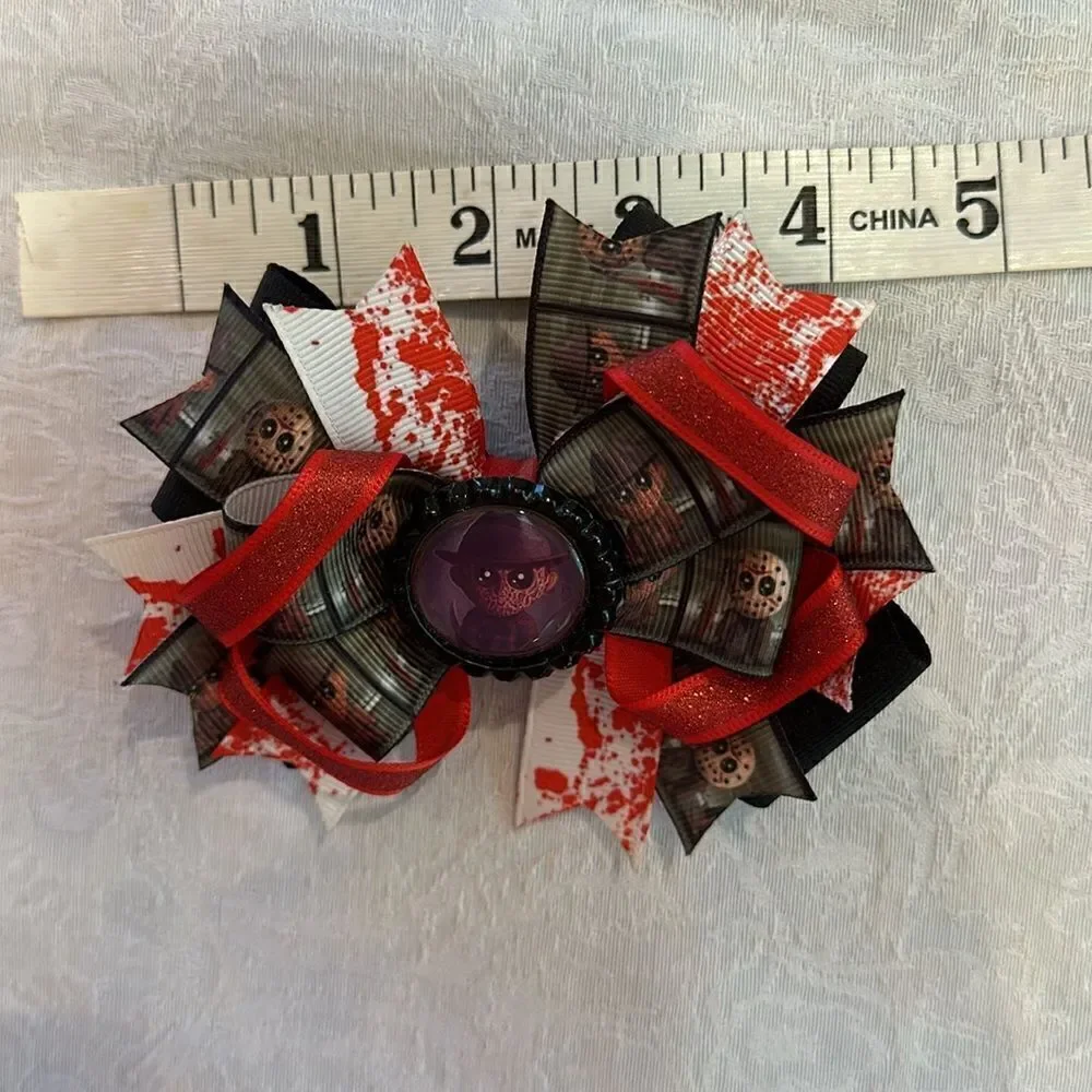 Hair Barrette Hand Crafted Horror Bloody Freddy Jason Barettes